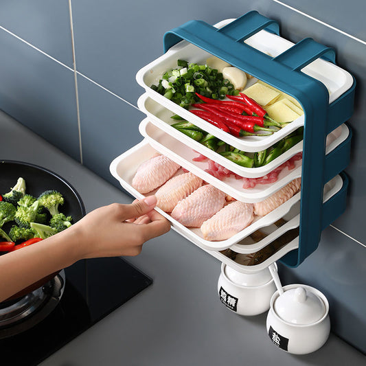 Organizador de alimentos para cocina de 6 capas montable en pared, hecho de plástico PP